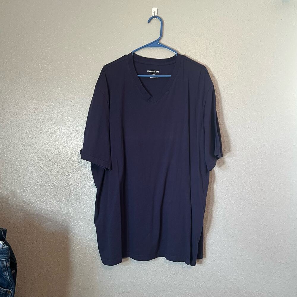 Harbor Bay Womens 3XL Navy Blue Vneck Tee shirt short sleeve Plus Cotton - Picture 6 of 6
